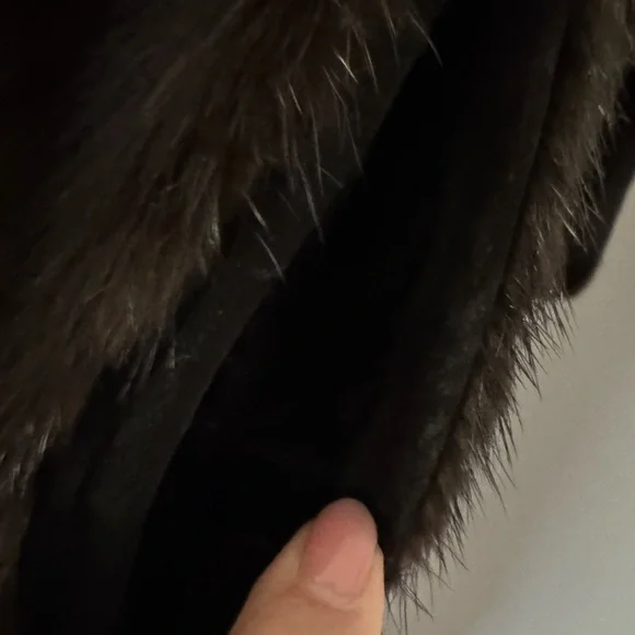 Saga Full Length Black Mink Coat with 2 mink Caps in black and white. - Picture 3 of 15